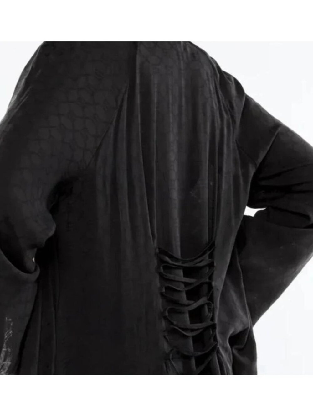NEW Savage X Fenty Black Woven Voile Monogram Sleep Long Robe M L intimates - Picture 3 of 14